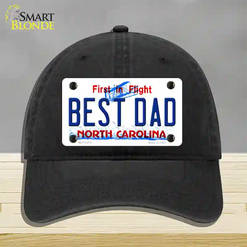 Best Dad North Carolina Novelty License Plate Hat Unconstructed Cotton / Black