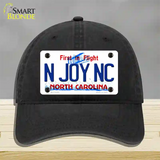 N Joy North Carolina Novelty License Plate Hat Unconstructed Cotton / Black