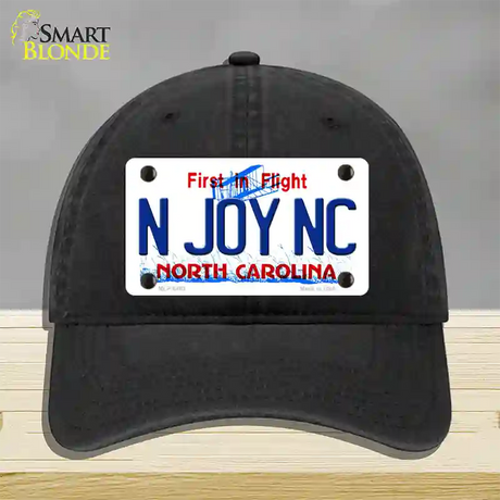 N Joy North Carolina Novelty License Plate Hat Unconstructed Cotton / Black