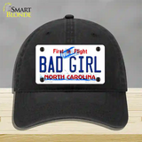 Bad Girl North Carolina Novelty License Plate Hat Unconstructed Cotton / Black