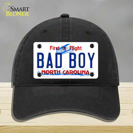 Bad Boy North Carolina Novelty License Plate Hat Unconstructed Cotton / Black