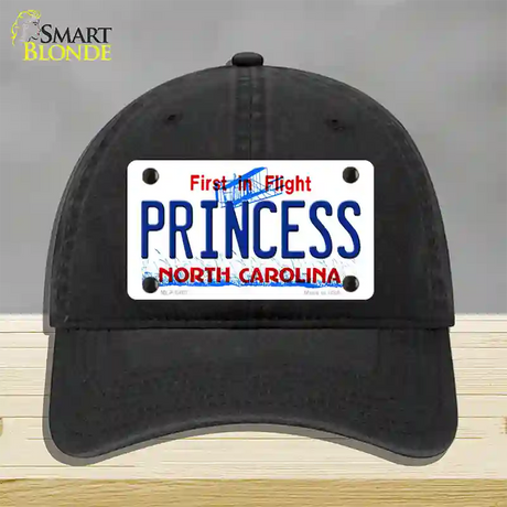 Princess North Carolina Novelty License Plate Hat Unconstructed Cotton / Black