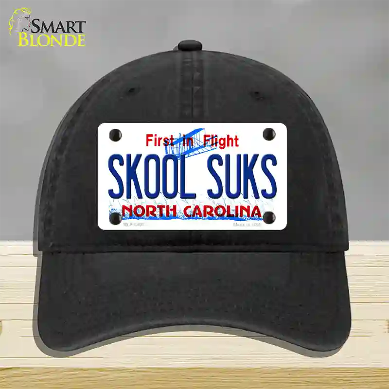 Skool Suks North Carolina Novelty License Plate Hat Unconstructed Cotton / Black