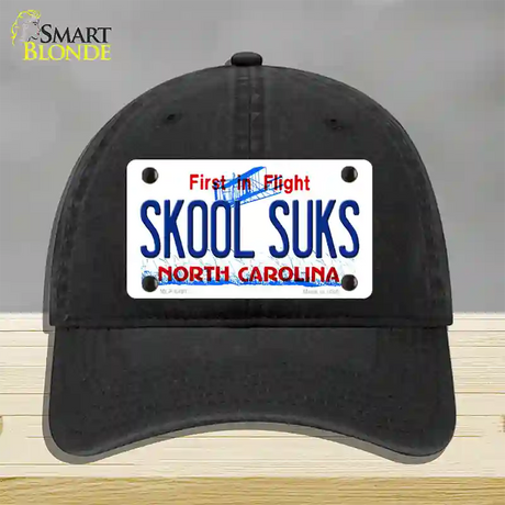 Skool Suks North Carolina Novelty License Plate Hat Unconstructed Cotton / Black