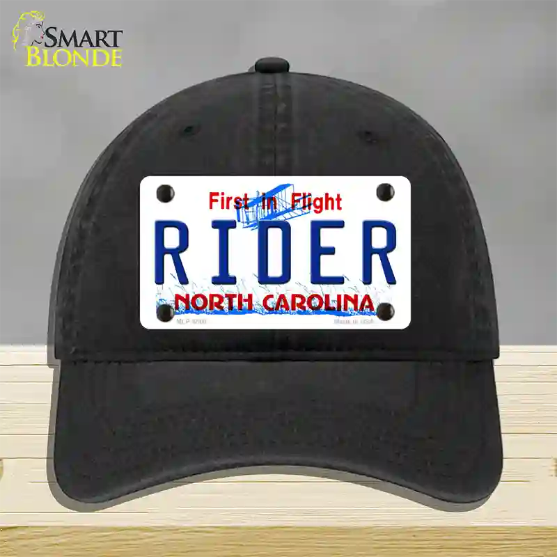 Rider North Carolina Novelty License Plate Hat Unconstructed Cotton / Black