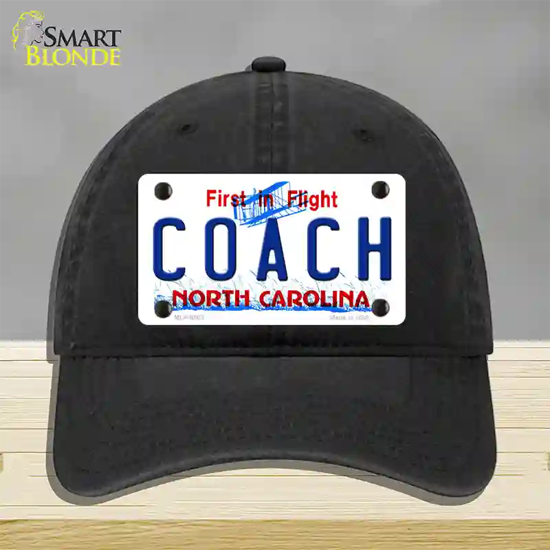 Coach North Carolina Novelty License Plate Hat Unconstructed Cotton / Black