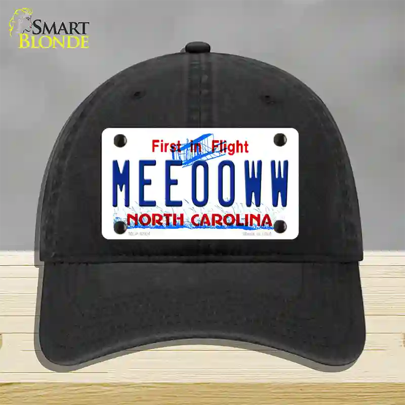 Meeooww North Carolina Novelty License Plate Hat Unconstructed Cotton / Black