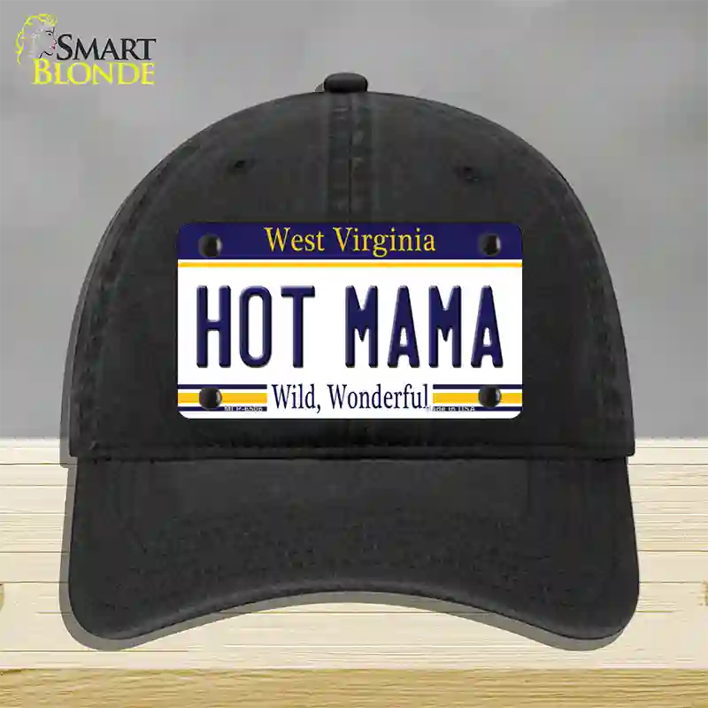 Hot Mama West Virginia Novelty License Plate Hat Unconstructed Cotton / Black