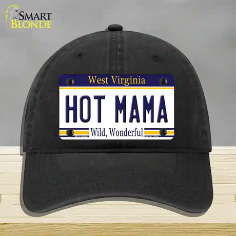 Hot Mama West Virginia Novelty License Plate Hat Unconstructed Cotton / Black