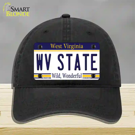 West Virginia State Novelty License Plate Hat Unconstructed Cotton / Black