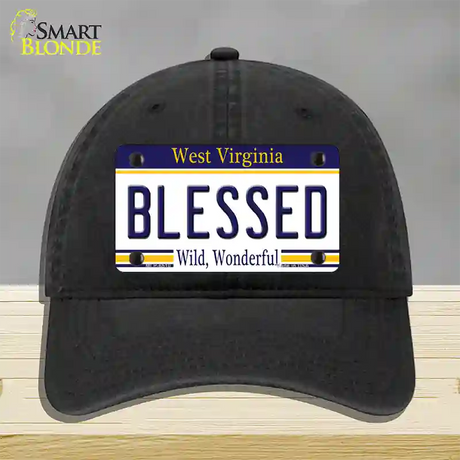 Blessed West Virginia Novelty License Plate Hat Unconstructed Cotton / Black