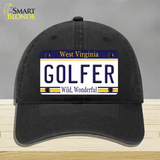 Golfer West Virginia Novelty License Plate Hat Unconstructed Cotton / Black