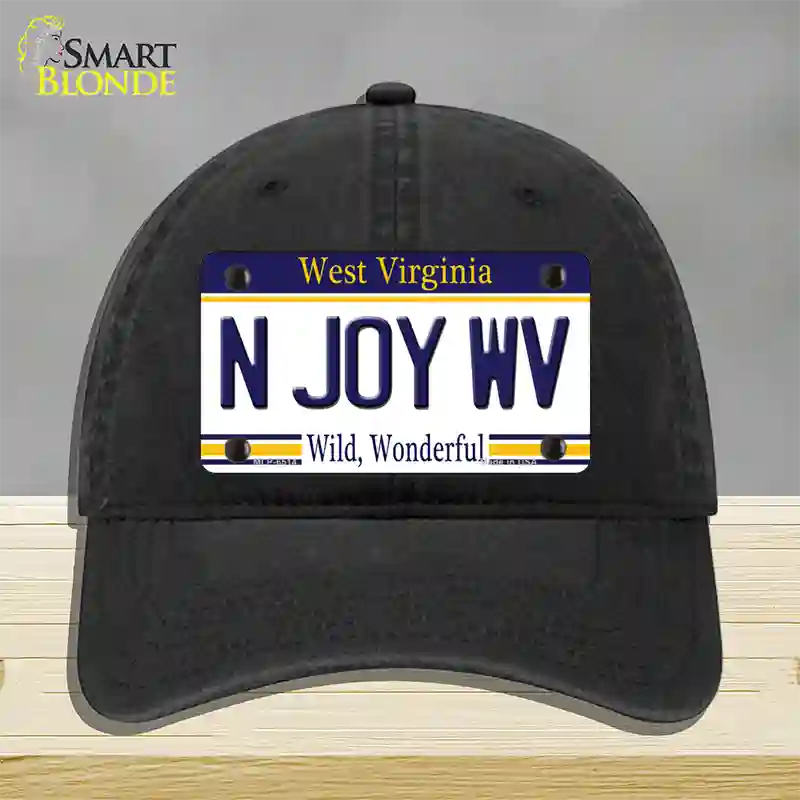 N Joy West Virginia Novelty License Plate Hat Unconstructed Cotton / Black