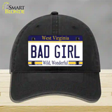 Bad Girl West Virginia Novelty License Plate Hat Unconstructed Cotton / Black