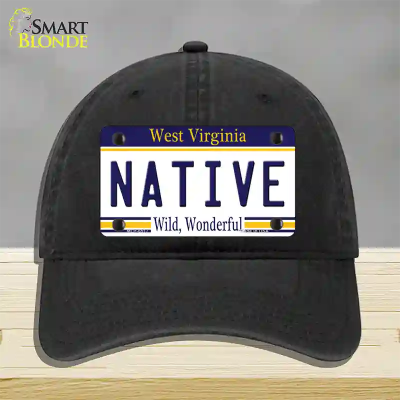 Native West Virginia Novelty License Plate Hat Unconstructed Cotton / Black