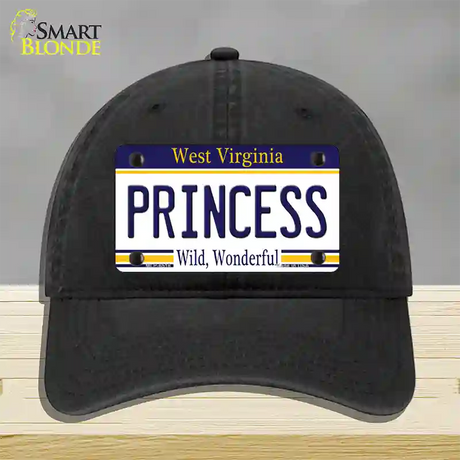 Princess West Virginia Novelty License Plate Hat Unconstructed Cotton / Black