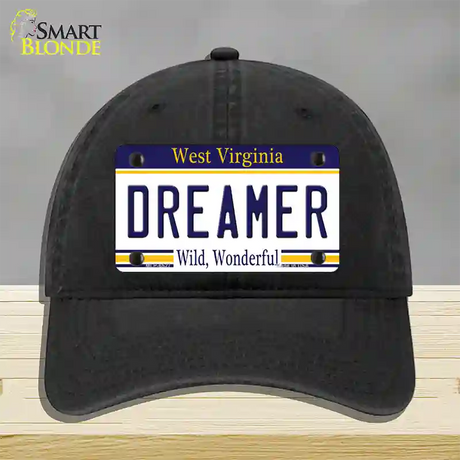 Dreamer West Virginia Novelty License Plate Hat Unconstructed Cotton / Black