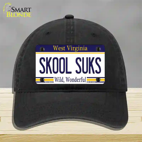 Skool Suks West Virginia Novelty License Plate Hat Unconstructed Cotton / Black