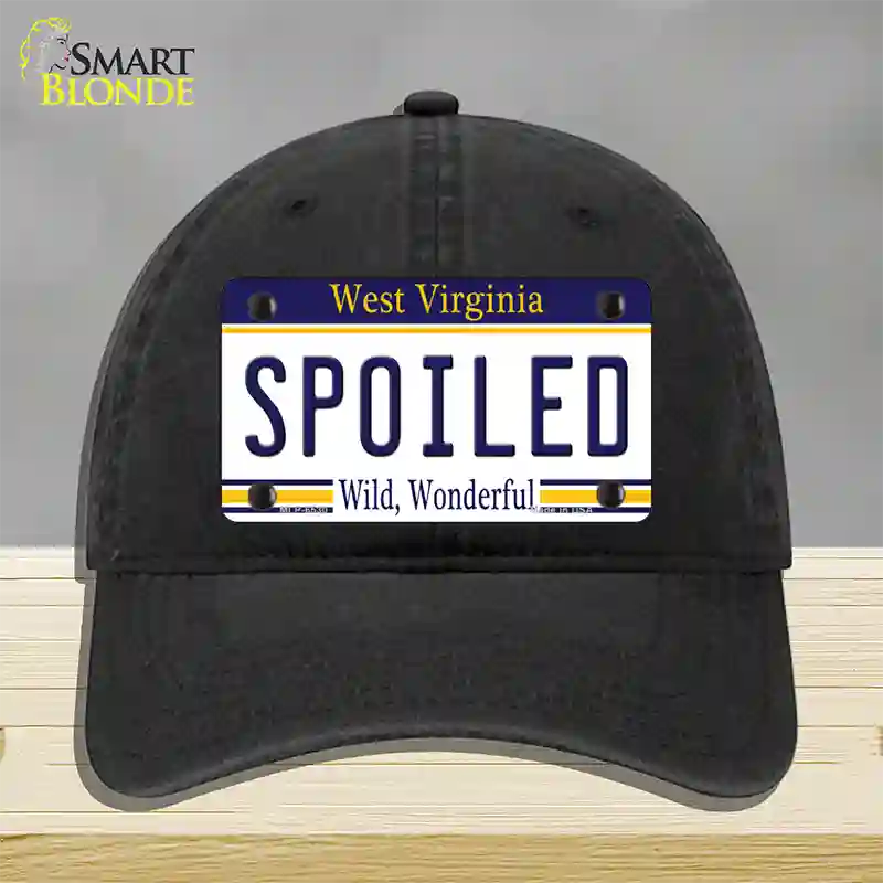 Spoiled West Virginia Novelty License Plate Hat Unconstructed Cotton / Black