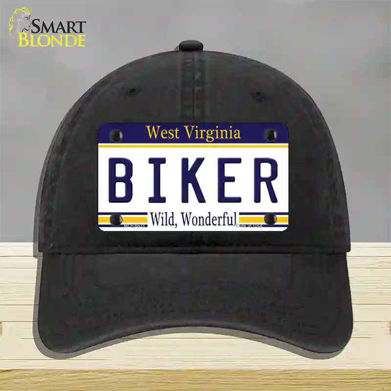 Biker West Virginia Novelty License Plate Hat Unconstructed Cotton / Black