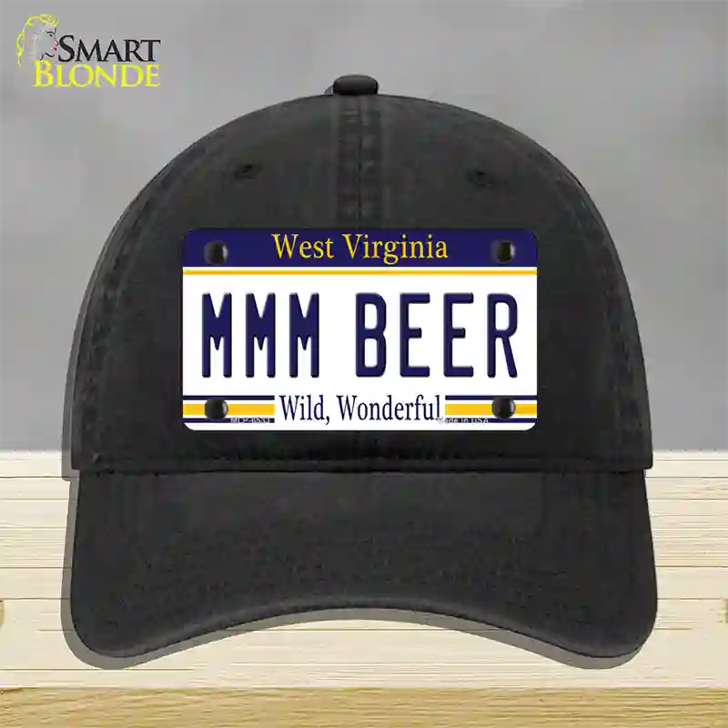 MMM Beer West Virginia Novelty License Plate Hat Tag Unconstructed Cotton / Black