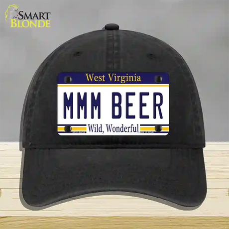 MMM Beer West Virginia Novelty License Plate Hat Tag Unconstructed Cotton / Black