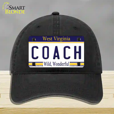 Coach West Virginia Novelty License Plate Hat Unconstructed Cotton / Black