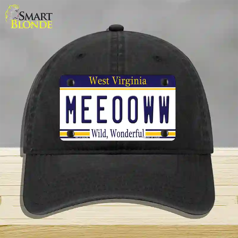 Meeooww West Virginia Novelty License Plate Hat Unconstructed Cotton / Black