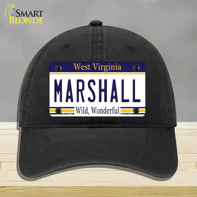 Marshall West Virginia Novelty License Plate Hat Unconstructed Cotton / Black