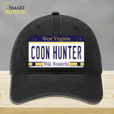 Coon Hunter West Virginia Novelty License Plate Hat Unconstructed Cotton / Black