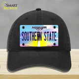 Southern State Mississippi Novelty License Plate Hat Unconstructed Cotton / Black