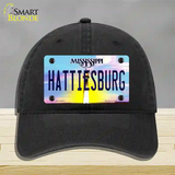 Hattiesburg Mississippi Novelty License Plate Hat Unconstructed Cotton / Black