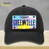 Greenville Mississippi Novelty License Plate Hat Unconstructed Cotton / Black