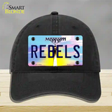 Rebels Mississippi Novelty License Plate Hat Unconstructed Cotton / Black