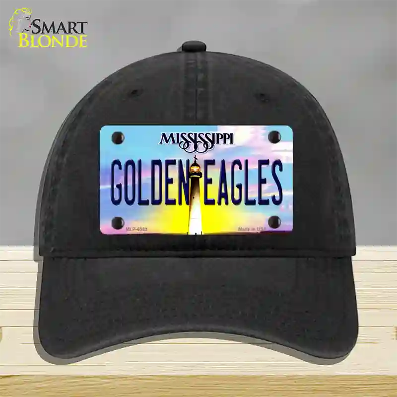 Golden Eagles Mississippi Novelty License Plate Hat Unconstructed Cotton / Black