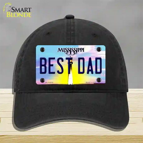 Best Dad Mississippi Novelty License Plate Hat Unconstructed Cotton / Black