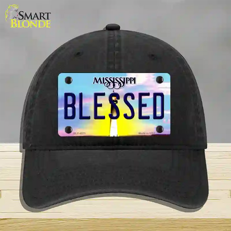 Blessed Mississippi Novelty License Plate Hat Unconstructed Cotton / Black