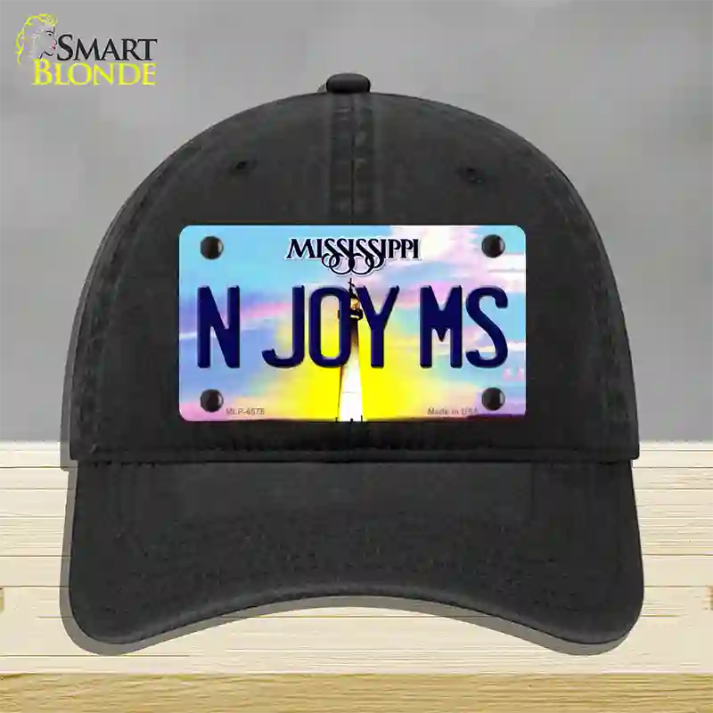 N Joy Mississippi Novelty License Plate Hat Unconstructed Cotton / Black