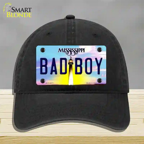 Bad Boy Mississippi Novelty License Plate Hat Unconstructed Cotton / Black