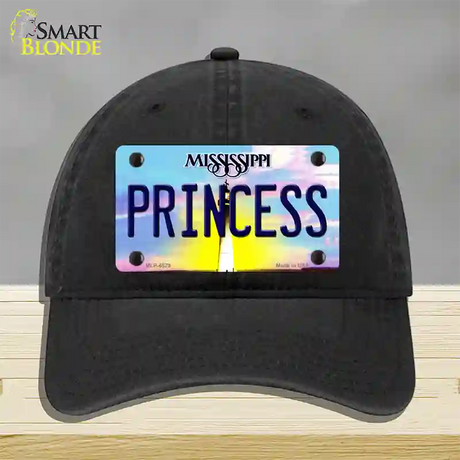 Princess Mississippi Novelty License Plate Hat Unconstructed Cotton / Black