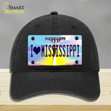 I Love Mississippi Novelty License Plate Hat Unconstructed Cotton / Black