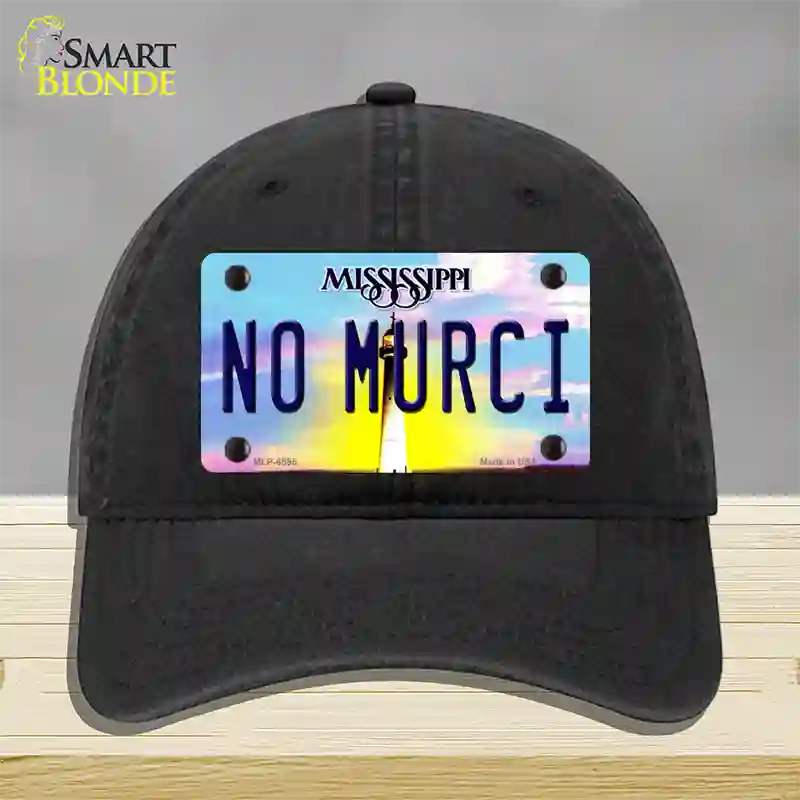 No Murci Mississippi Novelty License Plate Hat Unconstructed Cotton / Black