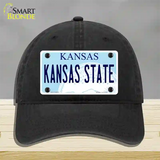 Kansas State Novelty License Plate Hat Unconstructed Cotton / Black