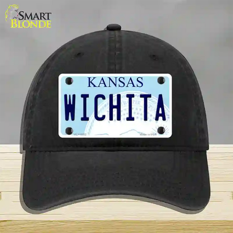 Wichita Kansas Novelty License Plate Hat Unconstructed Cotton / Black