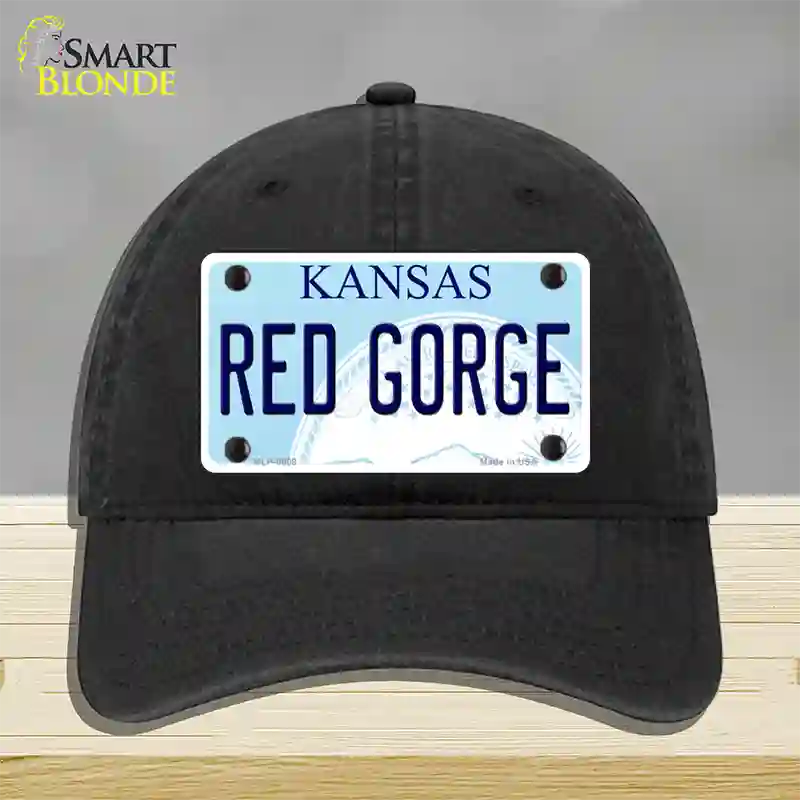 Red Gorge Kansas Novelty License Plate Hat Unconstructed Cotton / Black