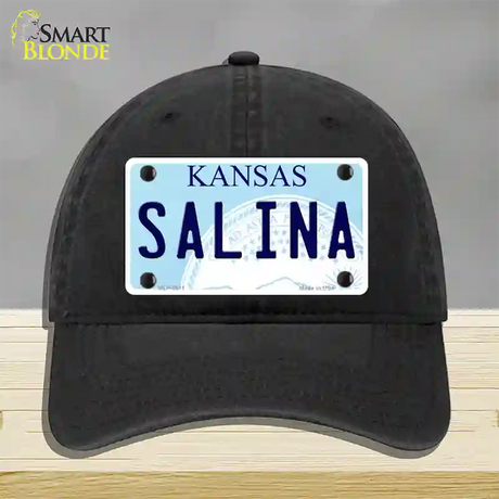 Salina Kansas Novelty License Plate Hat Unconstructed Cotton / Black