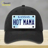 Hot Mama Kansas Novelty License Plate Hat Unconstructed Cotton / Black