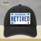 Retired Kansas Novelty License Plate Hat Unconstructed Cotton / Black