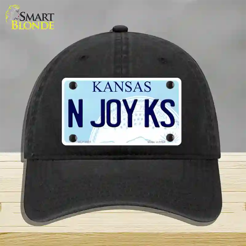 N Joy Kansas Novelty License Plate Hat Unconstructed Cotton / Black