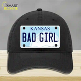 Bad Girl Kansas Novelty License Plate Hat Unconstructed Cotton / Black